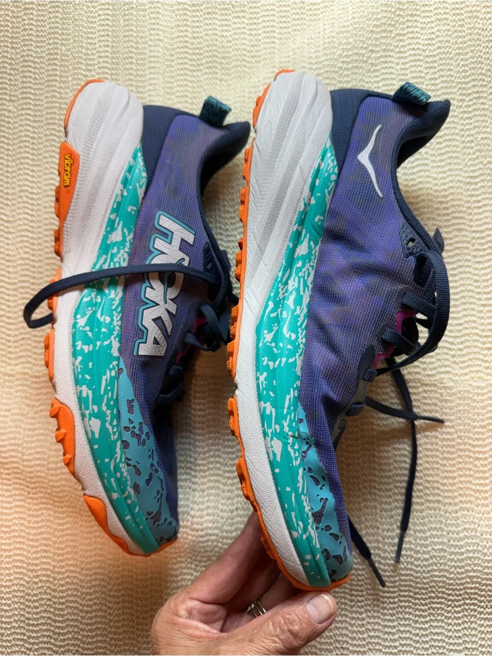 Hoka Speedgoat 6 Trail Running Shoes in Navy, Teal & Orange 9/5B